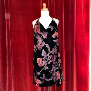 Floral Velvet Halter Mini Dress